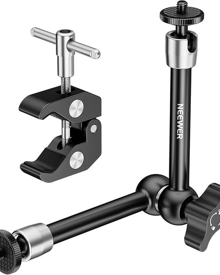 NEEWER 9.8"/25cm Adjustable Magic Arm with Super Clamp, 1/4" & 3/8" Threads, 1/4" Screws for Flash/LED Light/Microphone/Monitor, Compatible with SmallRig Camera Cage, Max Load: 4.4lb/2kg, ST25C