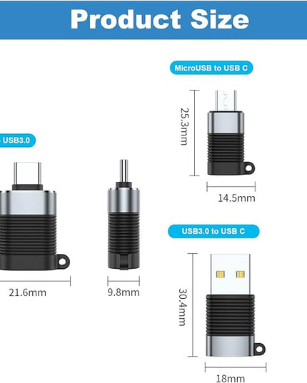 AreMe USB C Adapter (6 Pack), Micro USB Male to USB C Female Adapter, USB 3.0 to Type C Converter Connector
