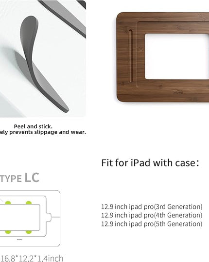 Bamboo Tablet Drawing Stand Tablet Holder - Portable & Adjustable 5 Angles,Laptop Stands Riser,Compatible with 12.9/13 inch iPad Pro-3rd-7th Gen(Walnut Varnish)