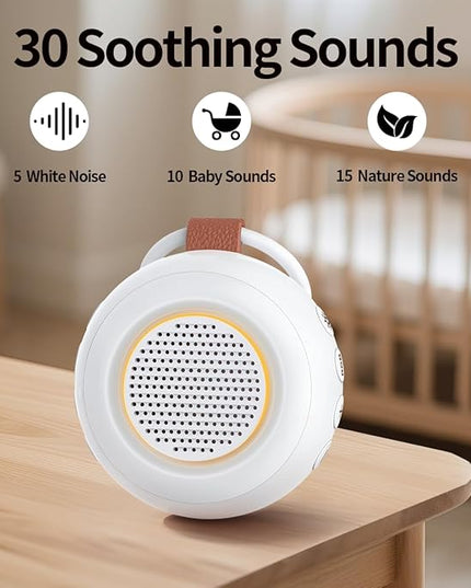 iMosleep Sound Machine Noise Machine with 30 Soothing Sounds 12 Night Lights 4 Timers Memory Function 32 Level Volume Rechargeable Battery for Sleeping Working Relaxing for Baby Adults Kids White