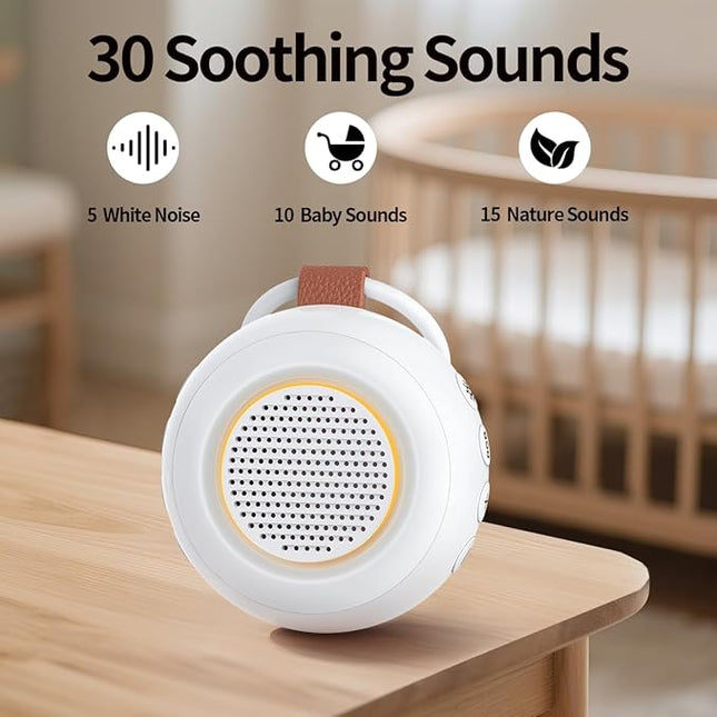 iMosleep Sound Machine Noise Machine with 30 Soothing Sounds 12 Night Lights 4 Timers Memory Function 32 Level Volume Rechargeable Battery for Sleeping Working Relaxing for Baby Adults Kids White