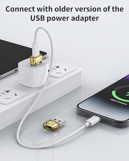 20 Pack USB to USB C Adapter,Type C Female to A Male Charger Converter Compatible with Apple Watch Ultra iWatch 8 7,iPhone 15 14 Pro Max Plus,iPad 9 10 Air 5 Mini 6,Car,Samsung Galaxy S23 S24 (Yellow)