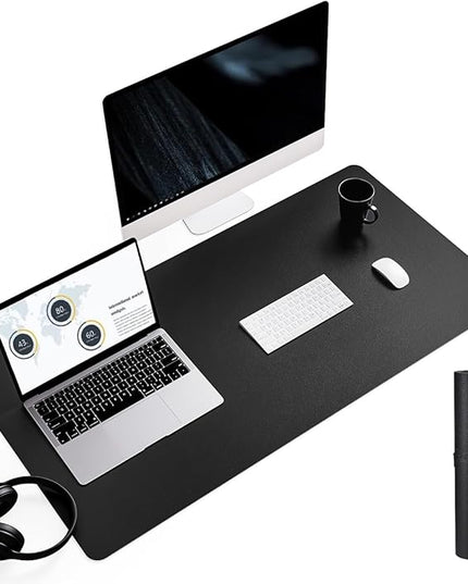 YSAGi Non-Slip Leather Desk Pad L Size, Waterproof Laptop Computer Desk Keyboard Mat, Table Protector Blotter Mat, Large Mouse Pad for Office/Work/Home/Decor(Black, 35.4" x 17")