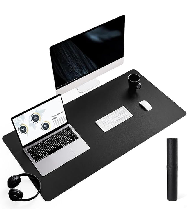 YSAGi Non-Slip Leather Desk Pad L Size, Waterproof Laptop Computer Desk Keyboard Mat, Table Protector Blotter Mat, Large Mouse Pad for Office/Work/Home/Decor(Black, 35.4" x 17")