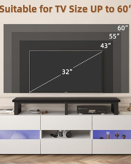 YAOHUOO 45" Large TV Riser for 32-60 inch TV, TV Riser Stand Shelf with Steel Legs, Tabletop TV Stand Riser for Home Office,Black