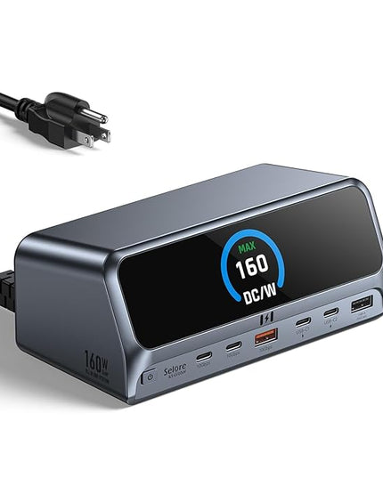 Selore 13-in-1 Laptop Docking Station with 2.26" LCD Display, 160W Max Output, Dual 4K HDMI, 10Gbps USB A/C Ports, Gigabit Ethernet, 100W PD for MacBook, Dell, HP, Lenovo and More