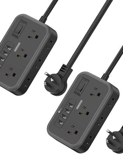 2 Pack Power Strip with 6 Outlets(2 Side) and 4 USB, NTONPOWER Flat Plug Extension Cord 5 Ft, Overload Protection, Wall Mount, Compact Size Charging Station for Office Desk, Nightstand and Travel