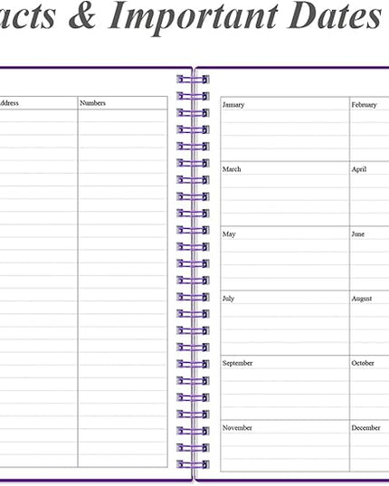 Daily Planner Undated - B5 To Do List Notebook Hourly Schedules, Spiral Appointment Planner for Women and Men, PVC Hardcover, Inner Pocket, Elastic Closure, 7" x 10", Purple