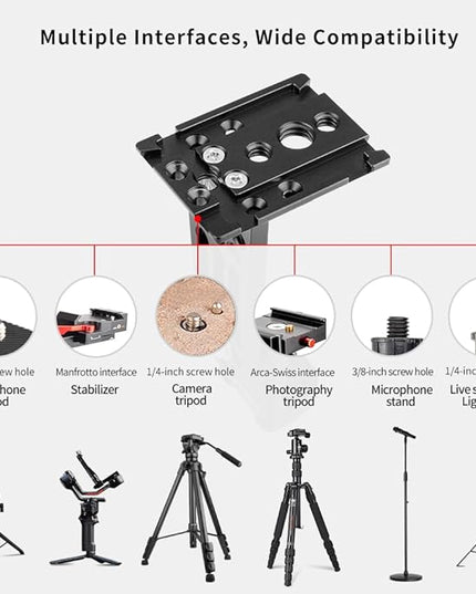 Large Screen Teleprompter Holder for Tablet/Phone with Extendable Tripod, Dual-Clamp Design with Interchangeable 3 Sizes of Clamps. Perfect for Live Streaming/Recording/Video Conference