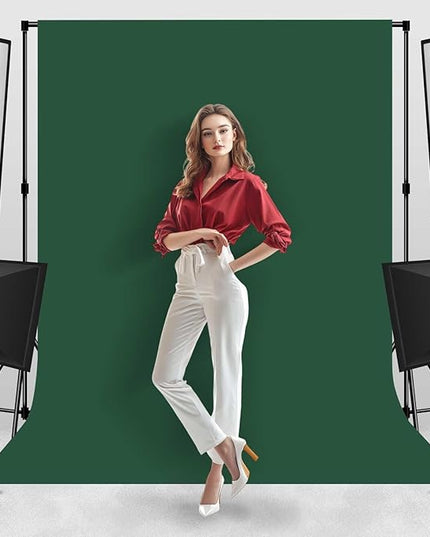 Photo Backdrop Deep Green Background Fabric Professional Photography Solution 10x10ft Seamless Design Eliminate Wrinkles Natural Theme Photography and Flower Background