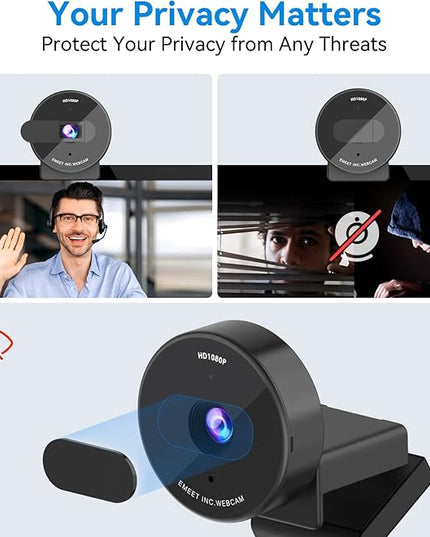 EMEET C950 Webcam for PC, 1080P Webcam with Microphone&Privacy Cover, Auto Light Correction, 70° FOV for Personal Use, Plug&Play Web Cam Protect Data, Perfect for Office Professionals&Remote Workers