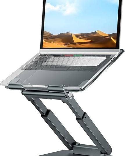 tounee Laptop Stand for Desk Adjustable Height, Telescopic Computer Stand with Pull Out Design Ergonomic Laptop Riser Fits All Laptops 10-17"-Gray