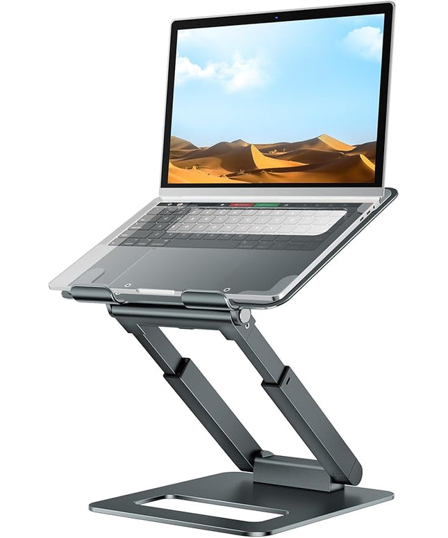 tounee Laptop Stand for Desk Adjustable Height, Telescopic Computer Stand with Pull Out Design Ergonomic Laptop Riser Fits All Laptops 10-17"-Gray