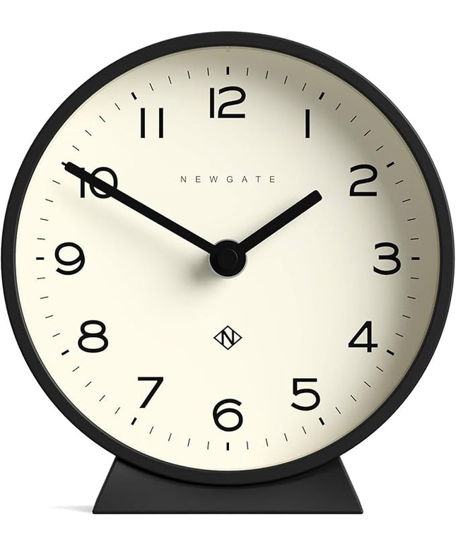 NEWGATE® M Mantel Echo Desk Clock | Modern Round Design | Black | Easy to Read Numbers | Contemporary Style for Desk, Table, Shelf or Bedside