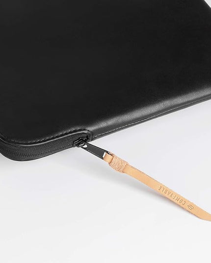Comfyable Slim Protective Laptop Sleeve Compatible with 13/13.3/14 Inch MacBook Air & MacBook Pro, Mac Travel Case, Laptop Pouch, Slim PU Leather Cover M5/M4/M3/M2/M1 2025-2021, Black