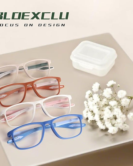 BLOEXCLU 4 Pack Progressive Multifocus Reading Glasses for Men Women TR90 Sports Style Anti-Blue Light Computer Readers