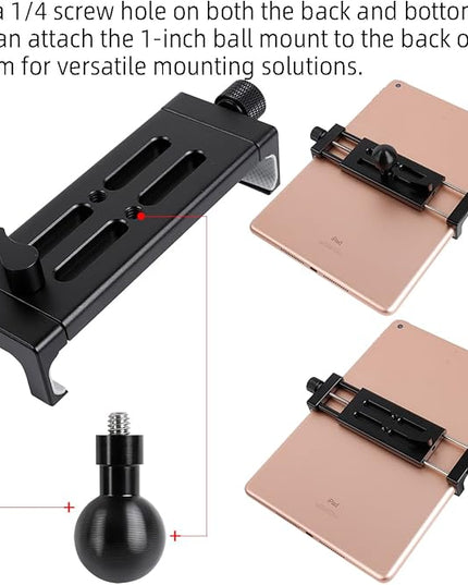 All-Aluminum Car Tablet Holder with Heavy Duty Drill Base, Compatible with iPad Pro Mini 4.7"-15" Samsung Galaxy Tab Tablets, Car Tablet Mount for Truck,Business ,Boat,Dashboard,Desk,Wall Mounting