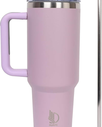 40oz Insulated Tumbler with Handle, Leakproof Straw Lid & Carry Handle - Double Wall Vacuum Insulation Keeps Ice 24 Hours, BPA Free Stainless Steel Water Bottle (Lilac)