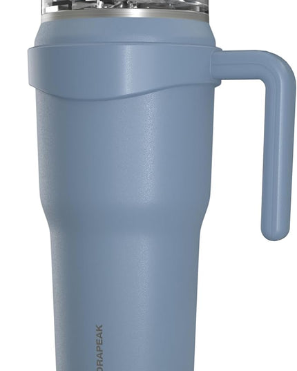 Hydrapeak Roadster 40oz Stainless Steel Tumbler Double Wall Vacuum Insulated Water Bottle With Handle And 2 in 1 Straw Lid (Modern Blue)
