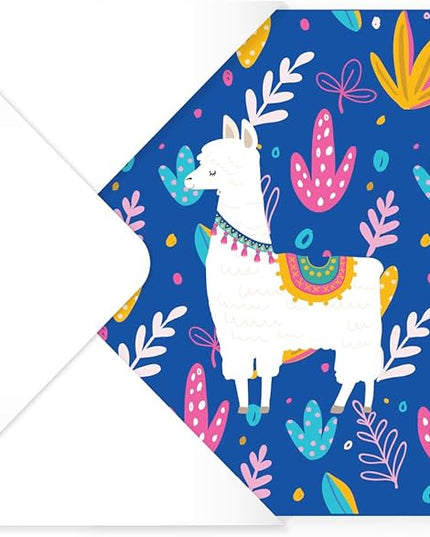 Llama Note Cards / 24 Adorable Animal All Occasion Greeting Cards With White Envelopes / 3 1/2" x 4 7/8" Desert Birthday Party Cards / Alpaca Thank You Note Card Set / 6 Cinco De Mayo Fiesta Designs
