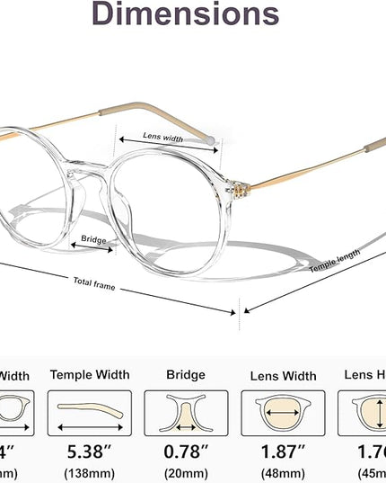 VISOONE Round Lightweight Blue Light Blocking Glasses Women Men Fashion Cute Thin Eyewear Niko