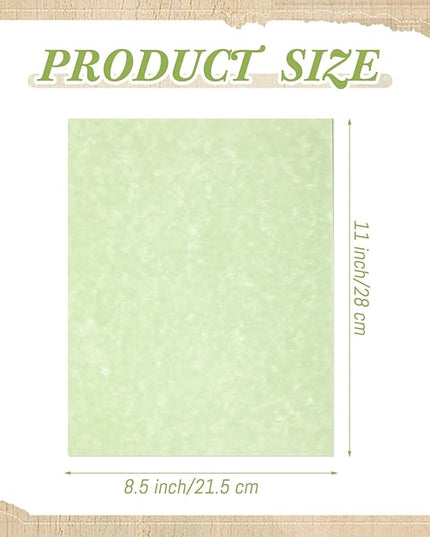 Epakh 200 Sheets Old Age Parchment Paper 8.5 x 11 Inch Standard Letter Vintage Colored Old Parchment Semblance Double Side Printing Paper (Green)