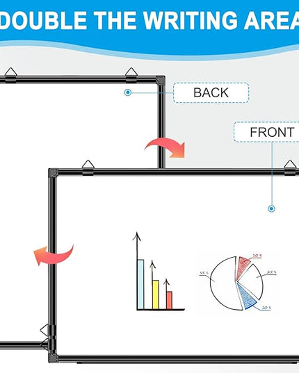 H-Qprobd 36"x24" White Board for Wall Double-Sided Magnetic Dry Erase Board with Black Aluminum Frame, Presentation Whiteboard Suitable for Home, Office, Classroom & Kitchen