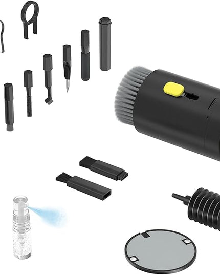 Tounee Keyboard Cleaner Kit, Electronics Cleaning Kit with Retractable Big Brush, Portable, 20 in 1 Multi-Tool Kit for Phones, Tablet, Computer, PC Monitor,TV Camera Lens with 2.5ml Mist Spray (Black)