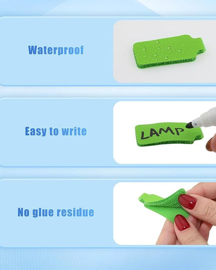 50 Pieces Cord Labels Self-Adhesive Nylon Cable Labels Tags Waterproof Wire Cable Tags or Electronics Office Computers Management and Identification (Green)