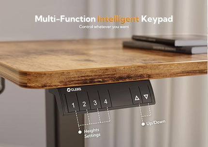 Claiks L Shaped Standing Desk Adjustable Height, Dual Motor Electric Corner Standing Desk, 63x55 inch Sit Stand up Desk with Splice Board, Rustic Brown