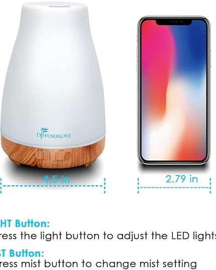 300ML Diffuser Essential Oil Diffuser Remote Control Aromatherapy Diffuser Mist Humidifiers with 7 Color LED Lights for Bedroom Office House Kitchen Yoga