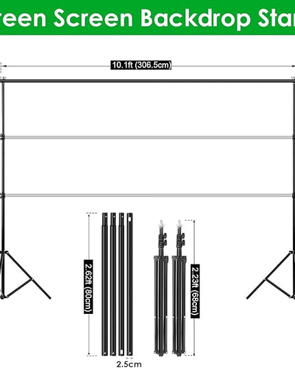 Green Screen Backdrop Kit, 6.5 x 10 Ft Portable Greenscreen Background with Stand, 5 Clamps & Carrying Bag for Photography, Streaming, Zoom, Gaming, YouTube