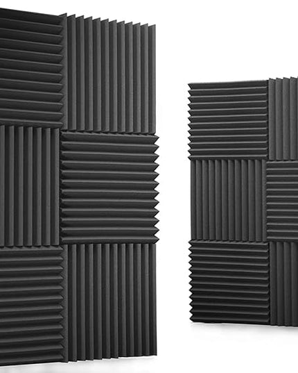 12 Pack Acoustic Panels 1 X 12 X 12 Inches – Acoustic Foam - Studio Foam Wedges - High Density Panels – Soundproof Wedges - Charcoal