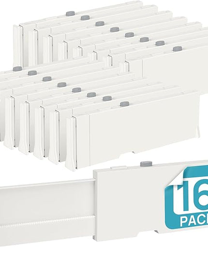 Vtopmart 16 Pack Drawer Dividers for Clothes, 4" High 11.3"-17" Adjustable Expandable Dresser Drawer Organizer, Plastic Drawers Separator for Dresser, Baby Clothes, Underwear, Kitchen & Office Storage