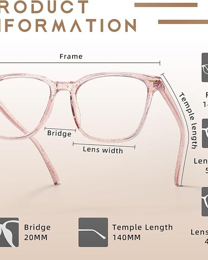 MACJERO Oversized Square Blue Light Blocking Glasses for Women Men, Anti-Fatigue Computer Monitor Gaming Glasses Reduce Eye Strain(Pearl Pink)
