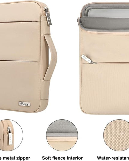 Voova 13 13.6 Inch Laptop Sleeve Case Compatible with MacBook Air 13 M1/M2/M3/M4 2020-2025, MacBook Pro 13/14, IPad Air/Pro 13, Waterproof Slim Computer Bag Cover with Handle, Apricot