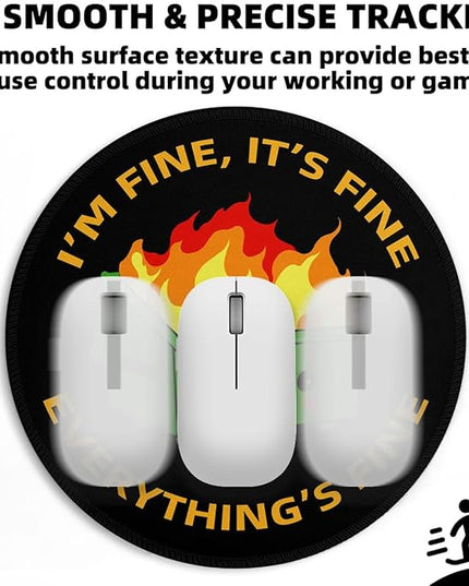 Dumpster on Fire Small Mouse Pad, Cute Funny Round Mousepad with Non-Slip Rubber Base, This is Fine Mouse Pads for Desk Accessories Laptop Gaming Office Supplies Decor(8.6 x 8.6 Inch)