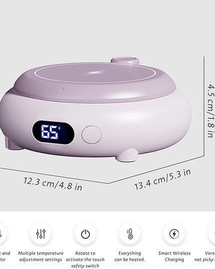 Coffee Mug Warmer for Desk, 3 Heating Setting 2-in-1 Rechargeable Mug Warmer ＆ Phone Chargers Timing Coffee Heater for Desk Home Office