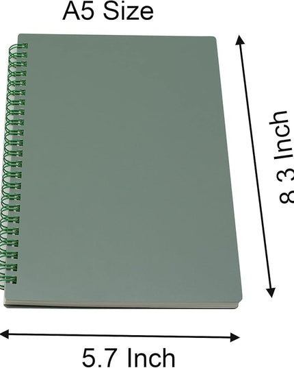 Yansanido Spiral Notebook, 4 Pcs A5 Thick Plastic Dark Green Hardcover 8mm Ruled 80 Sheets -160 Pages Journals for Study and Notes (Ruled-4pcs Dark Green, A5)