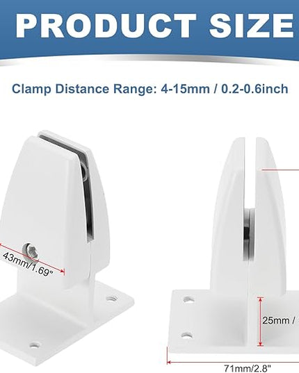 PATIKIL 6 Pcs Adjustable Desk Divider Partition Clips, T-Shape Aluminum Sneeze Guard Support Clamps Desktop Divider Clips for Offices Stores Counter Privacy Panel,Matte White
