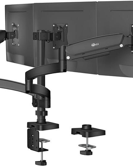 WALI Triple Monitor Mount, 3 Monitor Desk Mount with Premium Gas Spring Arm for Screens up to 27 inch, Multiple Monitors Stand with Tilt, Swivel, Rotation, Mounting Holes 75/100 mm, Black