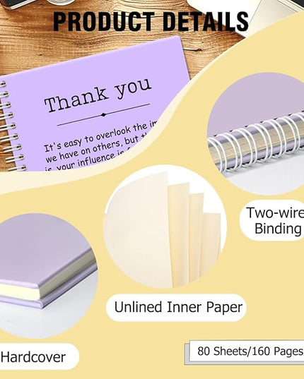 Thank You Purple Hardcover 160 Pages Spiral Notebooks, Funny Thank You Gifts for Women Men Coworkers Leader Mentor, Appreciation Gifts for Employees, Thanksgiving Gifts for Colleagues Leaders