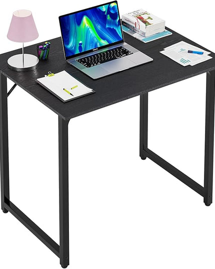 PayLessHere | 32 Inch Computer Desk | Black | Office Desk with Metal Frame, Adjustable Feet | Water-Resistant, Scratchproof Surface | Sturdy Writing Table for Home Office or Study | Pack of 1