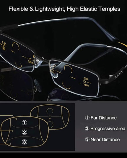 Progressive Multifocus Computer Reading Glasses Blue Light Blocking No Line Lenses Multifocal Readers for Men and Women