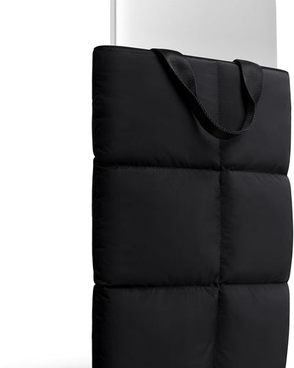Comfyable Puffy Laptop Sleeve 15 16 Inch, Quilted Puffer Laptop Carrying Case with Handle, Pillow Case Compatible for MacBook Air 15" M4 2025 & MacBook Pro 16" 2024, Puff Cover, Black