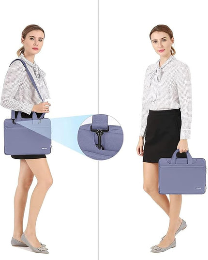 MOSISO 360 Protective Laptop Shoulder Bag Compatible with MacBook Air/Pro, 13-13.3 inch Notebook, Compatible with MacBook Pro 14 inch M5 M4 M3 M2 M1,Matching Color Sleeve with Belt, Lavender Gray