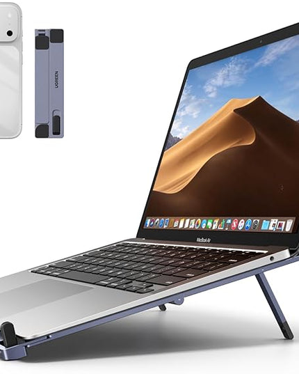 UGREEN Portable Laptop Stand, Foldable & Compact Aluminum Computer Stand Holder for Desk, Adjustable Ergonomic Laptop Riser for MacBook, Travel-Friendly for 10-17 Inch Laptops
