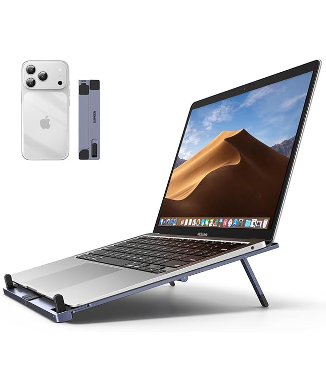 UGREEN Portable Laptop Stand, Foldable & Compact Aluminum Computer Stand Holder for Desk, Adjustable Ergonomic Laptop Riser for MacBook, Travel-Friendly for 10-17 Inch Laptops