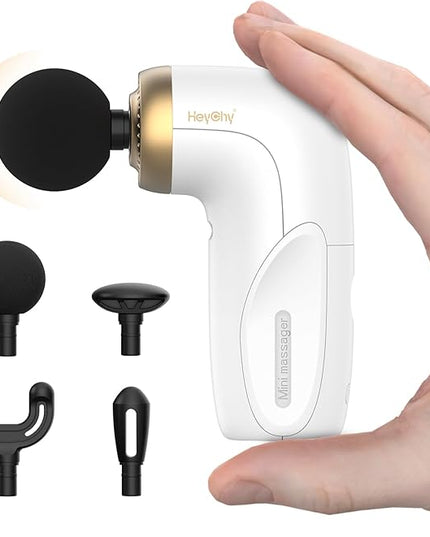 HEYCHY A1 Super Mini Massage Gun, Percussion Deep Tissues Muscle Massager, Compact Sports Travel Massage Gun, Portable Handheld Massager for Office Gifts for Him/Her, Home, Athletes(White)