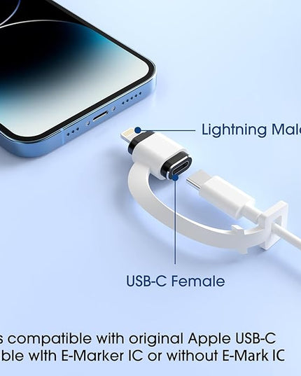 TechMatte Female USB C to Male Lightning Adapter 2 Pack 2.2A Charging Data Transfer, Compatible with iPhone 14, 13, 12, 11 Xs SE iPad iPod AirPods, Not for Audio Headphones/OTG Android Anti-Lost Black